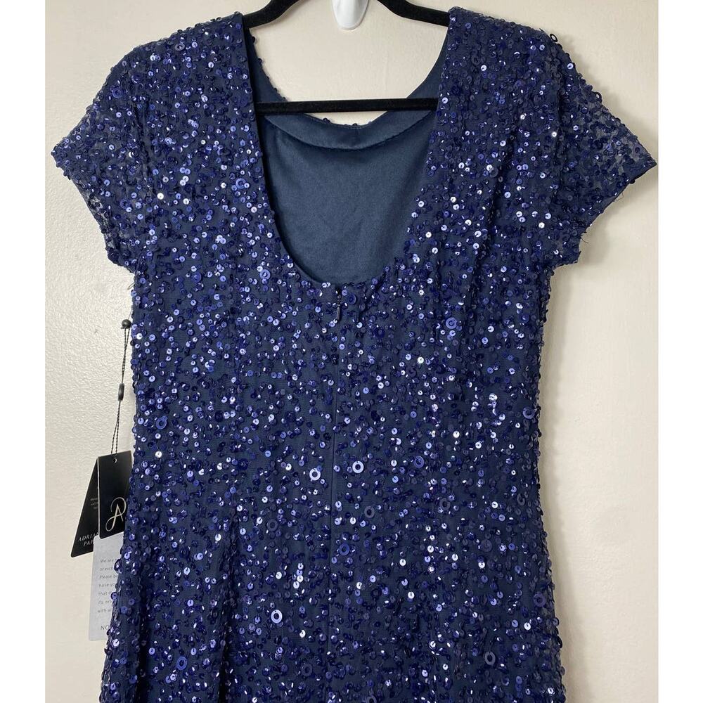 NWT ADRIANNA PAPELL DRESS GOWN 10 NAVY BLUE MOTHER OF THE BRIDE EVENING FORMAL - Picture 9 of 16